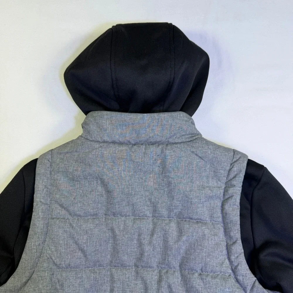 Timberland Kids Unisex Gray Black Puffer Hybrid Hooded Jacket Size M 10/12